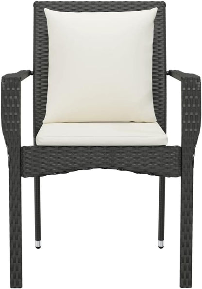 Lounge tuinmeubelen set terrasmeubels balkonmeubels tuinstoelen met kussens 2 stuks. Poly rotan zwart - QUORE