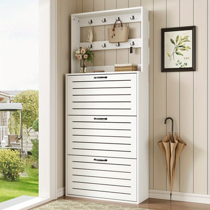 Schoenenkast – Schoenenrek – Schoenenopberger – Schoenencupboard – Schoenengehangen – Smal Model – 3 Deuren Met Haken – Geschikt Voor 15 Paar Schoenen – Duurzaam En Ruim