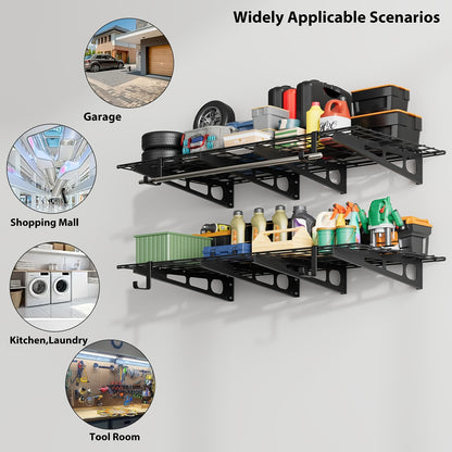 Heavy-Duty Wall Shelves for Garage Storage, Measuring 60.96X182.88 cm, Capable of Holding Up to 362.87 KG. This Set Includes Two Wall-Mounted Racks Suitable for Use in a Shop, Shed, Or Garage, Storage Racks