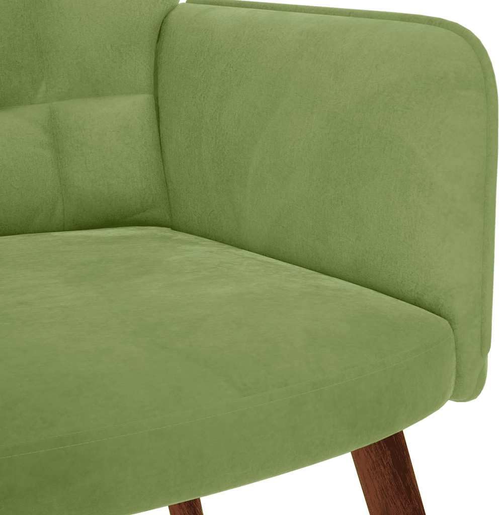 Relaxstoel met kruk, lichtgroen, fluweel, relaxstoel met armleuningen, loungestoel, televisiestoel, oorfauteuil voor woonkamer, slaapkamer, kantoor