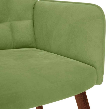 Relaxstoel met kruk, lichtgroen, fluweel, relaxstoel met armleuningen, loungestoel, televisiestoel, oorfauteuil voor woonkamer, slaapkamer, kantoor