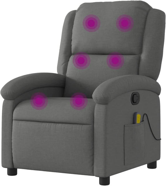 vidaXL Massage Chair Adjustable Fabric Dark Grey, Chair Armchair, Armchair, Armchair, Armchair, Chair, TV Chair, TV Chair, TV Chair, TV Recliner - QUORE