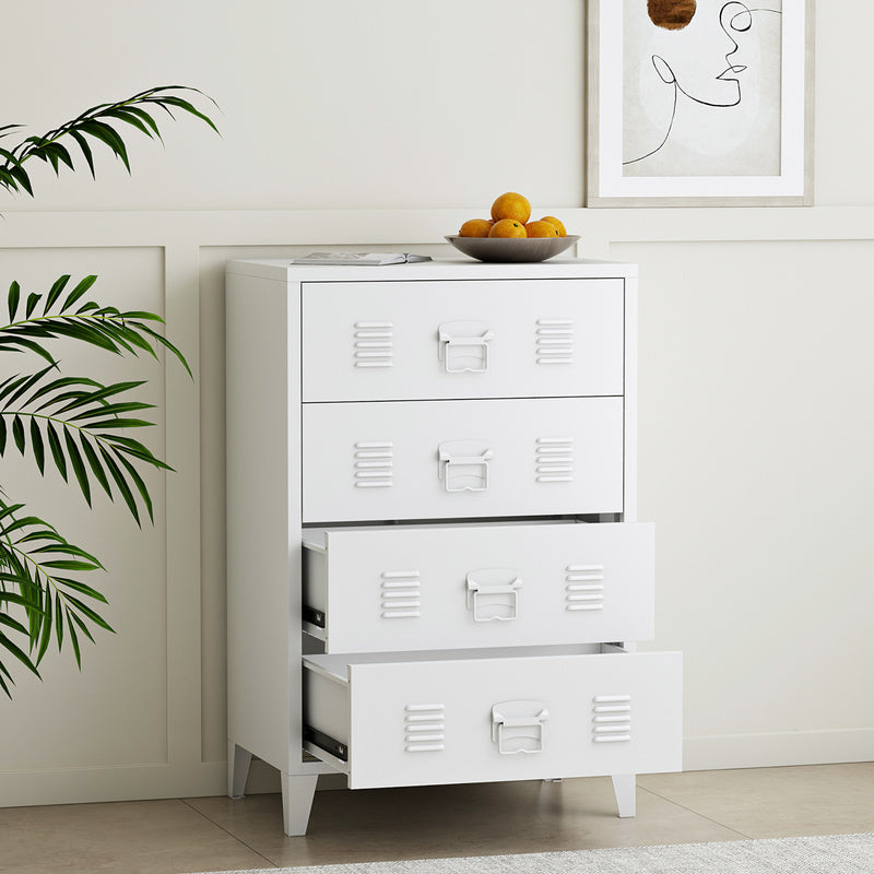 Stalen Kast – Metalen Ladekast – Archiefkast – Kantoorkast – Opbergkast – Industrieel Design – 80x40x92 cm – Ventilatieladen