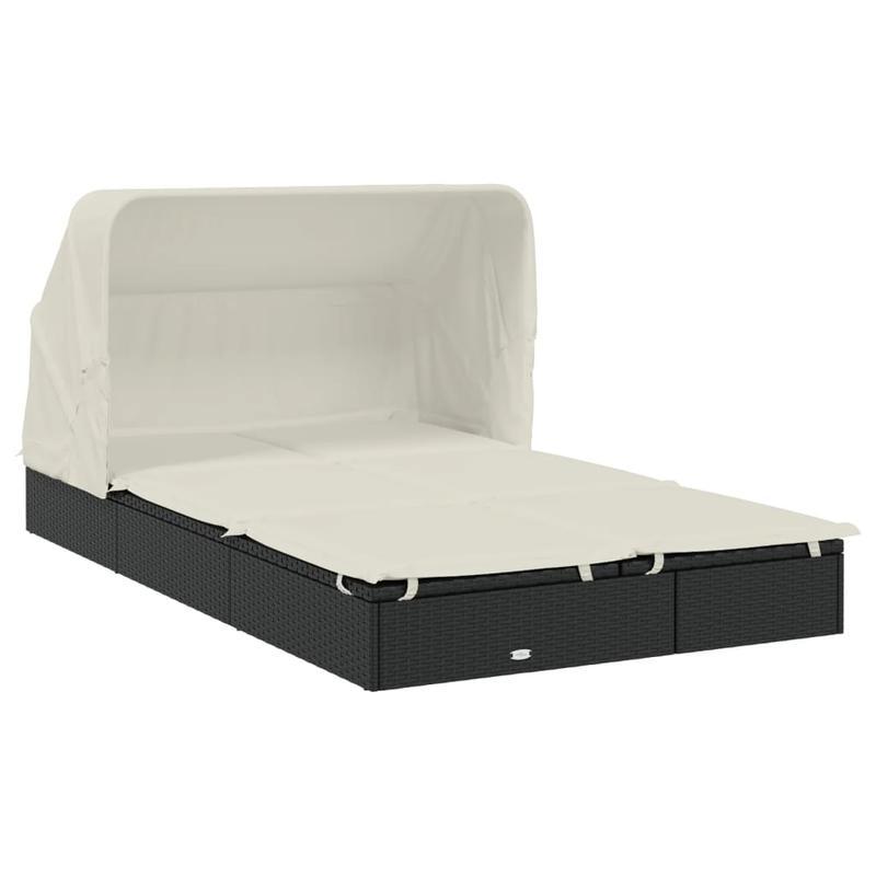 2-persoons Ligstoel – Tweezits Strandstoel – Buitenbank – Zonnescherm Stoel – Opvouwbare Relaxstoel – Inklapbaar Zonnedak – Weerbestendig Materiaal – 213x118x97 cm