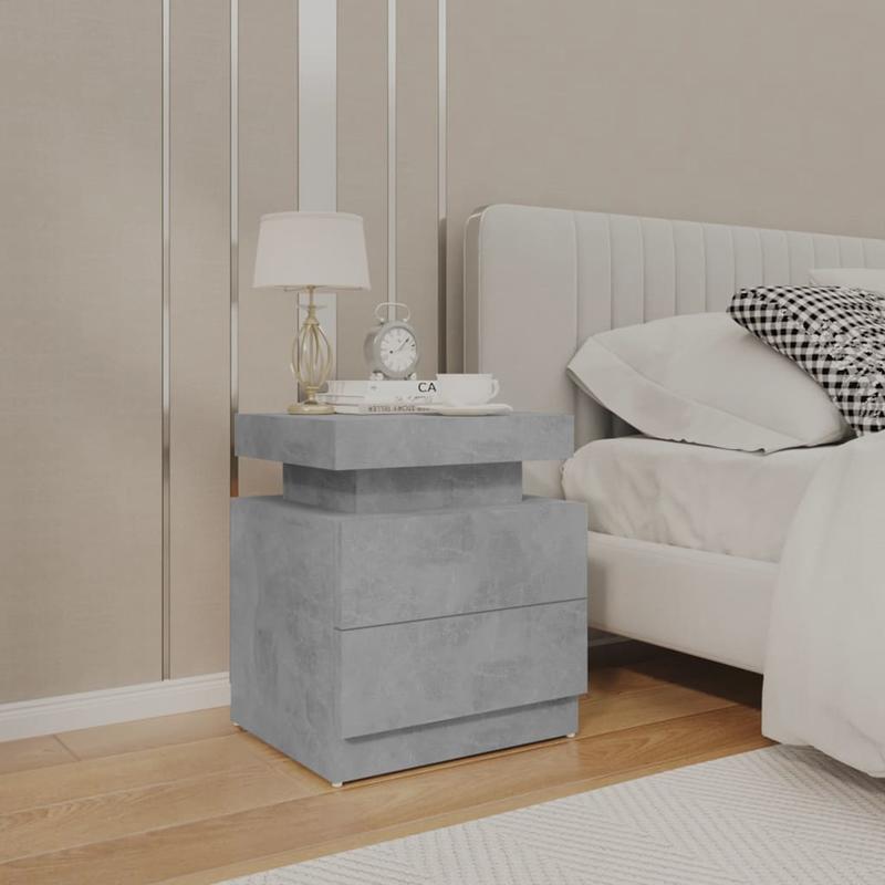 Nachtkastje – Bedside Table – Dressoir – Nachtmeubel – Opbergkastje – Cementgrijs – Multilayer Hout – Compact 45x35x52 cm