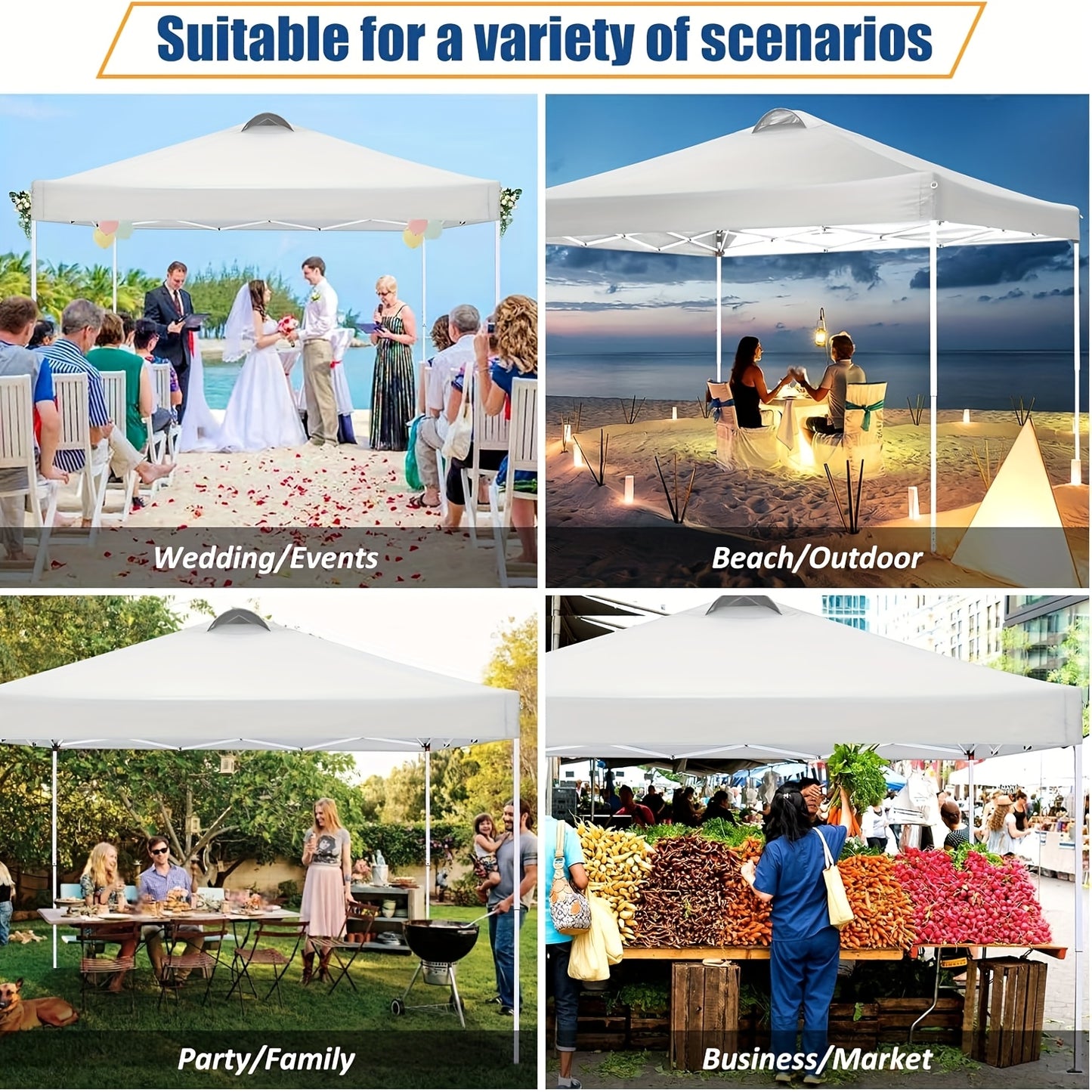 Pop-up Partytent – Vouwtent – Carport – Marktkraam – Partytent Met Zijwanden – 3x3 Meter – Carbon Stalen Frame – PU-Gecoate Oxford Stof