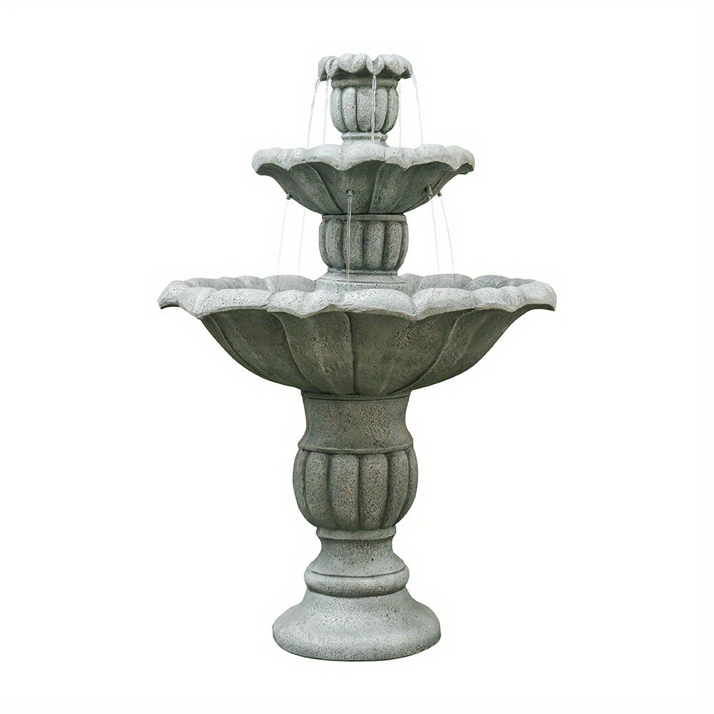 Tuinfontein – Waterval Fontein – Buitenfontein – Waterornament – Tuindecoratie – Vezelversterkt Beton – Ø67 cm Hoog – Inclusief Dompelpomp