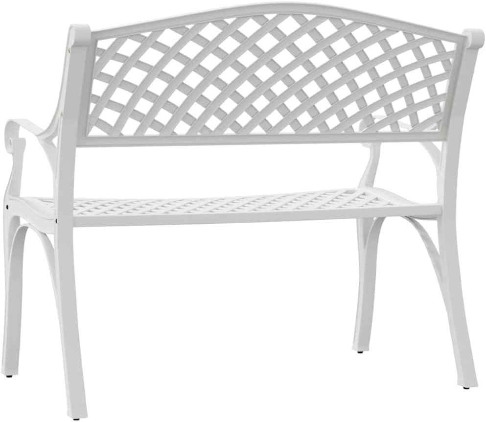 Tuinbank, 102 cm, gegoten aluminium, wit, klassieke zitbank voor tuin, balkon, terras - QUORE