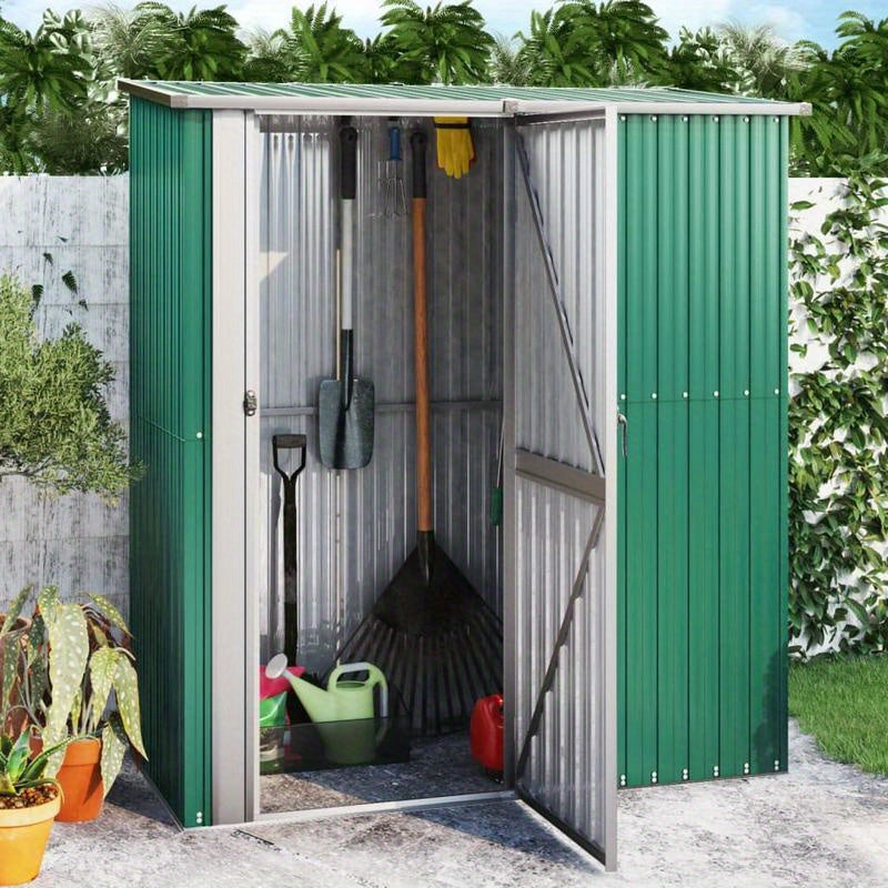 Tuinschuur – Buitenschuur – Opslagbox – Gereedschapsschuur – Buitenberging – Weerbestendig Gegalvaniseerd Staal – Ruim 180x97x210 cm – Mobiel Met Verwijderbare Panelen