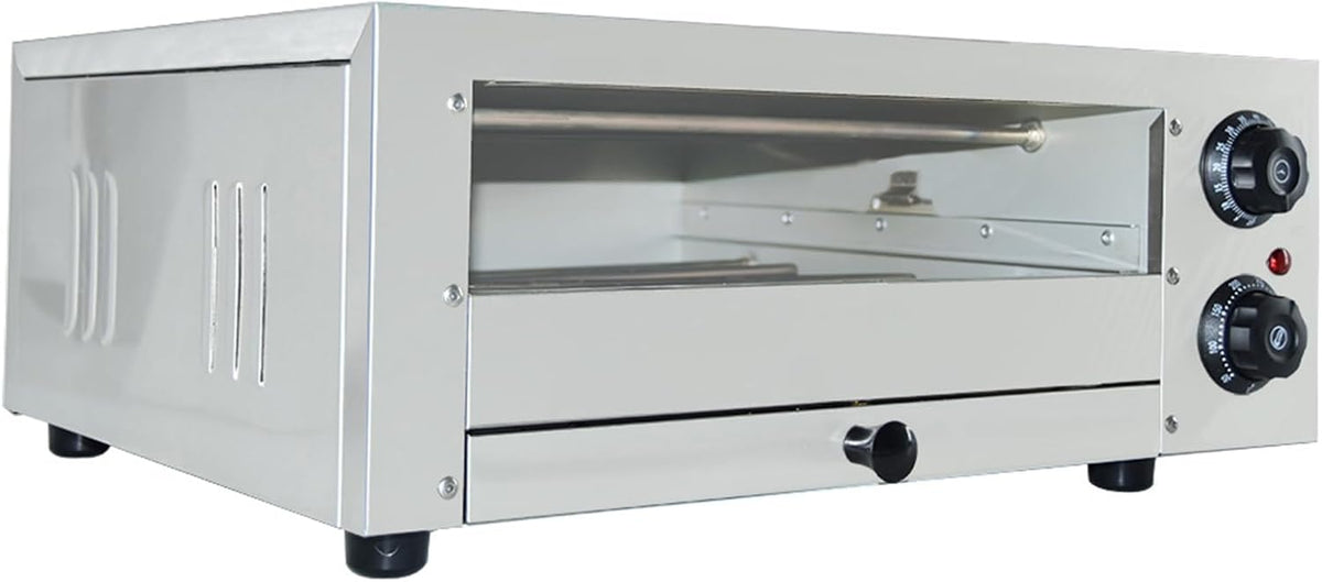 TAIMIKO Elektrische pizzaoven, mini-oven, 12 inch grote professionele elektrische pizzaoven, 1 kamer, pizzabakoven, pizzasteen en rek, gastro, steenoven, brood, cake, pasteien, enz. (30,5 cm)