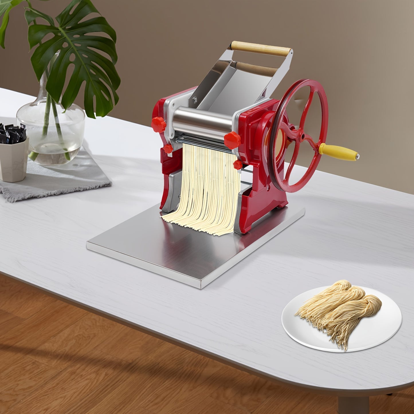 Pastamachine – Noedelmaker – Noodle Roller – Dumpling Maker – Wonton Machine – Roestvrij Staal & ABS – Voor 5-10 Personen – Variabele Snijdikte 0,5-5 mm