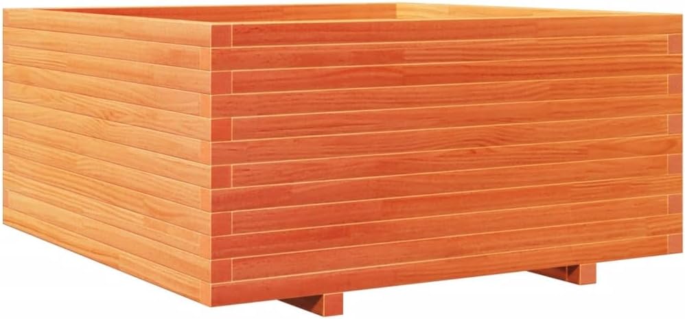 Flower Box Wax Brown 100 x 100 x 49.5 cm Solid Pine Wood Flower Box on Legs Pot with Trellis Planter Patio - QUORE