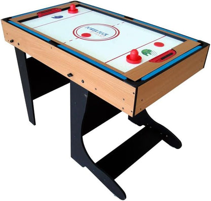 Riley 12-in-1 4ft multi-purpose table, including table football and billiards, with whiteboard and real electric air hockey table, complete with all accessories for all games - QUORE