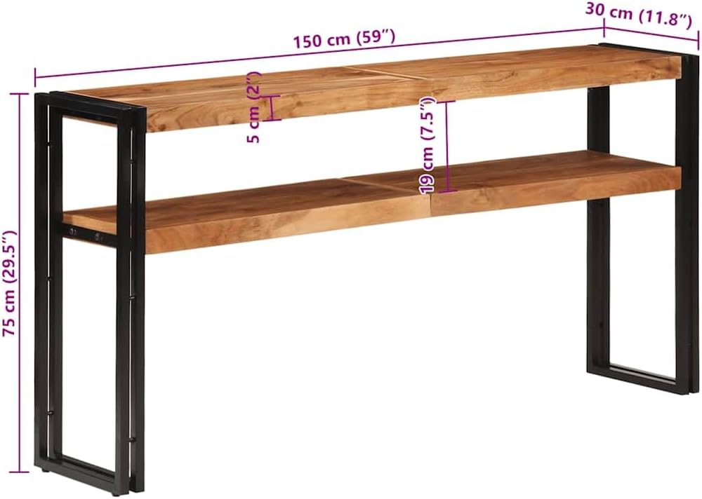 vidaXL Solid Acacia Wood Wall Table Furniture Console Console Table Half Table Wall Tables Table Haltable Corridor Table Consoles Tables Furniture
