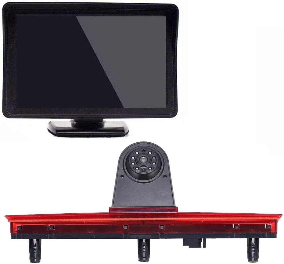 HD Auto 170° Transporter parkeerhulp remlicht achteruitrijcamera met hoek instelbaar, vervanging voor V W Multivan T5 V 5 van/Caravelle V bus bus 7EB 7EJ 7HB 7HA (achteruitrijcamera + 4,3 inch monitor