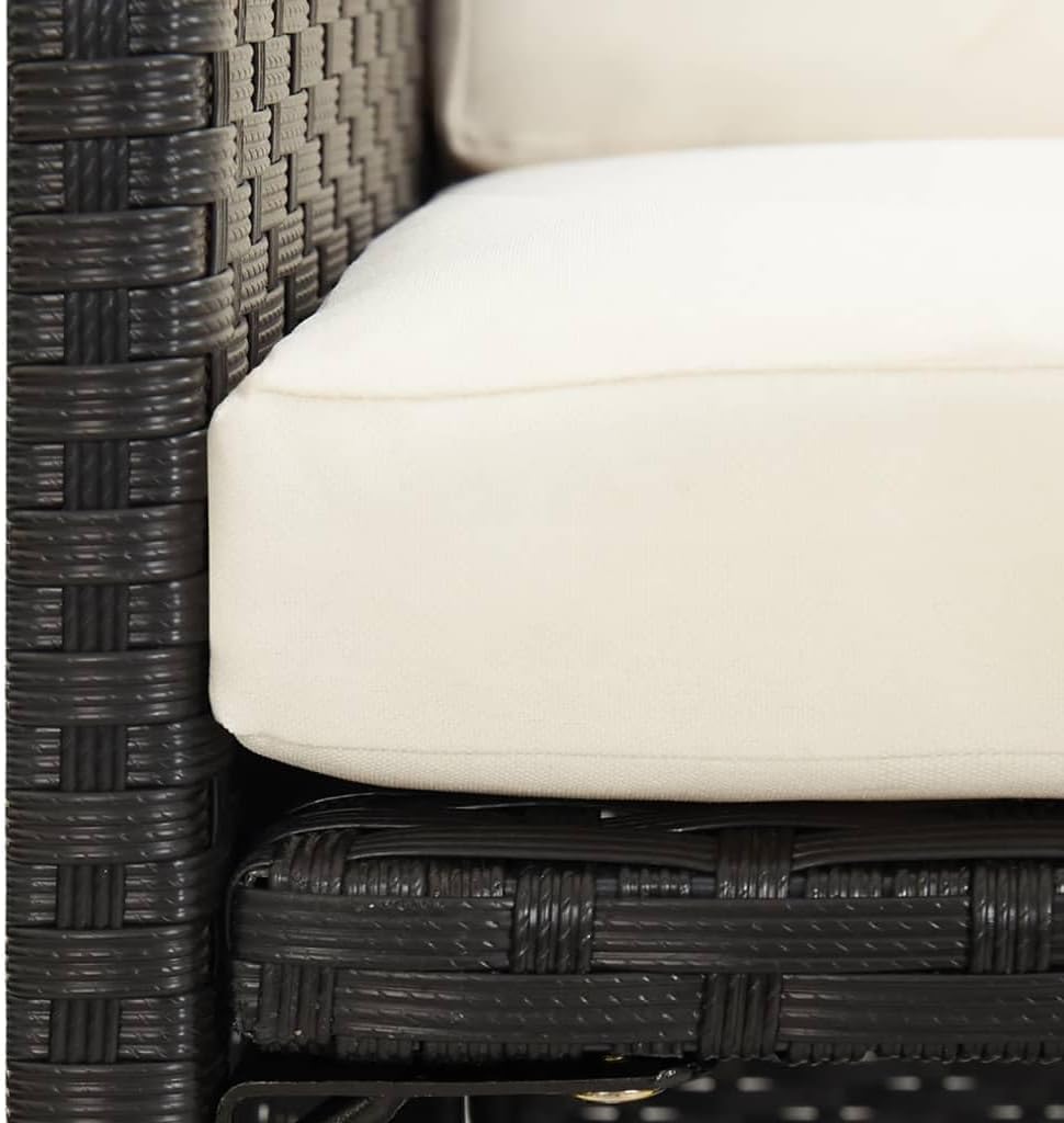 Set of 4 Polyrattan Garden Chairs Black with Cushions, Steel Frame and Modern Design for Outdoor Use Comfortable and Durable Dining Set with Armrests - QUORE