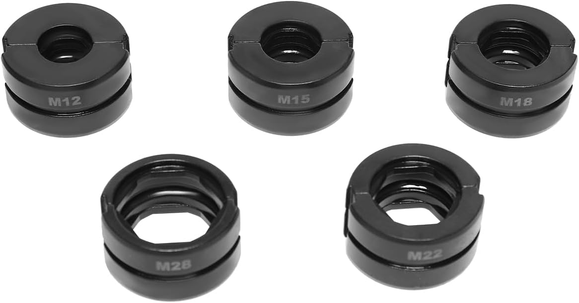 OUKANING Hydraulische krimptang 10T, met 360° draaibare kop en verwisselbare vormen (TH/U/V/M-serie), voor aluminium kunststof, PEX, koperen buizen, ergonomisch, oliedicht (M12, M15, M18, M22, M28) - QUORE
