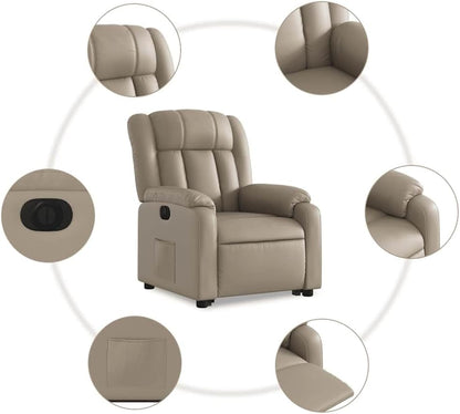Relaxstoel met Opstahulp – Elektrische Relaxstoel – TV-Stoel – Ligstoel – Comfortstoel – Elektrisch Kantelsysteem – Cappuccino Kunstleer – Met Opstaan Hulpfunctie