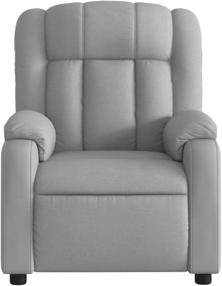 Elektrische Massagestoel – Fauteuil – Verstelbare Rugleuning – Voetsteun – Relaxstoel – Met 6-Punts Vibratiemassage – Elektrische Ligfunctie – Lichtgrijze Gestoffeerde Stoel