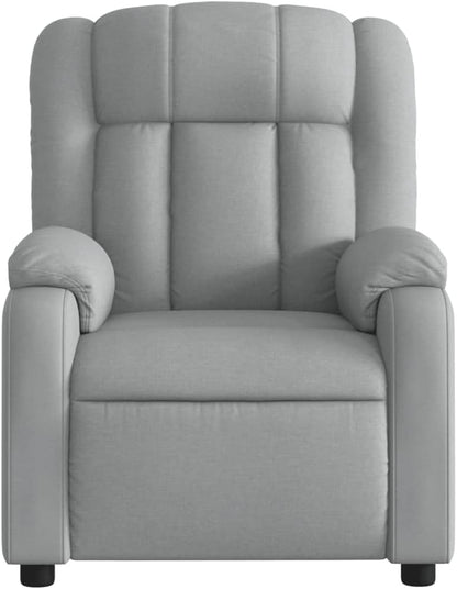 Elektrische Massagestoel – Fauteuil – Verstelbare Rugleuning – Voetsteun – Relaxstoel – Met 6-Punts Vibratiemassage – Elektrische Ligfunctie – Lichtgrijze Gestoffeerde Stoel