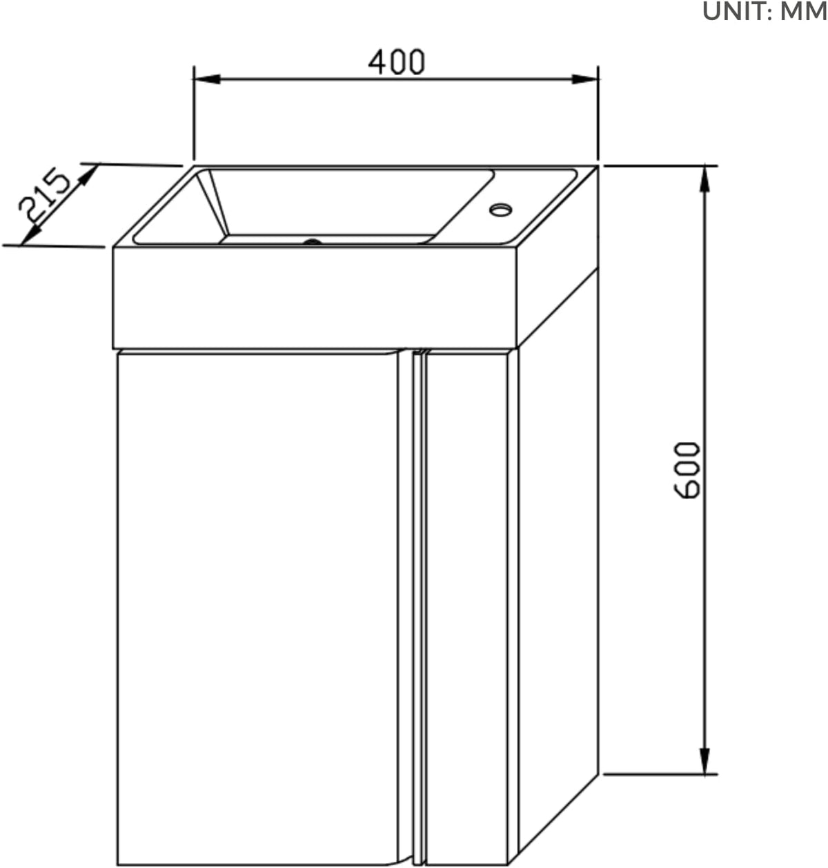 Badkamermeubel 40 cm Met Wastafel – Kleine Wastafelkast Met Opbergruimte Voor Gastentoilet, Ruimtebesparend, Matwit