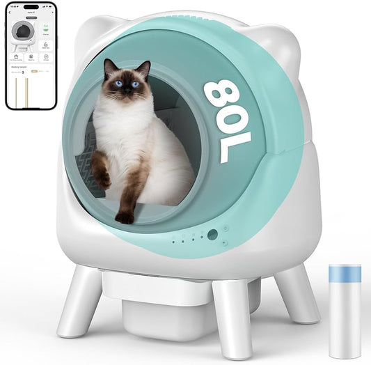 Cura X1 Kattenbak, zelfreinigend, 80 l + 8 l, zelfreinigende kattenbak