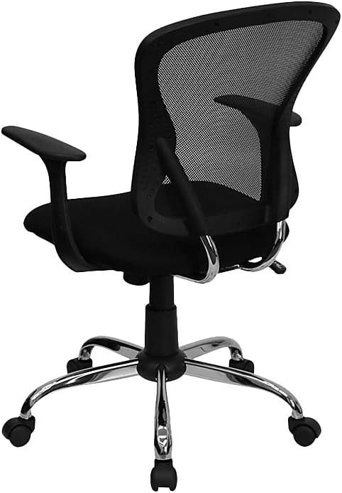 Flash Furniture Bureaustoel, middelhoog, zwart, net, 25,25" B x 27" D x 42,25" H