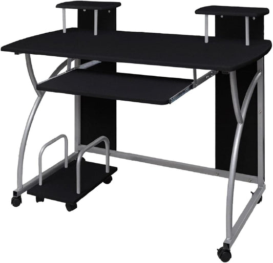 Computertafel – Computerbureau – Bureautafel – Werktafel – Gamestoel – Zwart – Verstelbare Toetsenbordlade – Duurzaam Hout met Stalen Frame