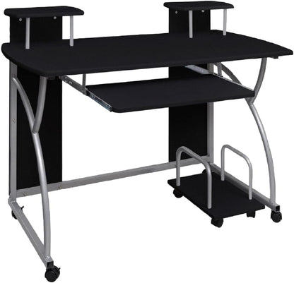 Computertafel – Computerbureau – Bureautafel – Werktafel – Gamestoel – Zwart – Verstelbare Toetsenbordlade – Duurzaam Hout met Stalen Frame