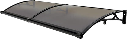 Outdoor Roof, Front Door, Arch Roof, Rectangular Front Door Roof Canopy Door Roof Window Canopy Canopy for Bicycle Protection Pavilions 200 x 60 cm (Brown+Black) - QUORE