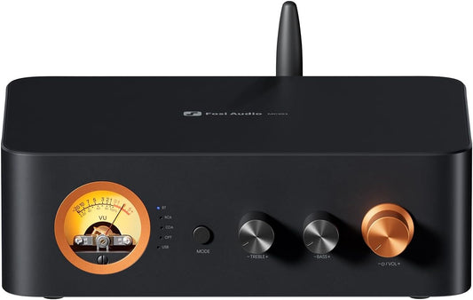 Fosi Audio MC351 Versterker Stereo 2.1 Kanaals met DAC, Home Audio Stereo Hifi Versterker, met Dubbele TPA3255 Chips, VU Meter Ontvanger met Bluetooth en USB/OPT/COAX, voor Passieve Luidsprekers