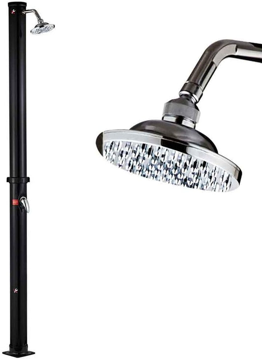 BAKAJI Douche op zonne-energie voor tuin, zwembad, outdoor, camping, 20 l, met verstelbare douchekop, warmwatermixer, aansluiting voor de tuin, afmetingen 220 x 16,5 x 16,5 cm