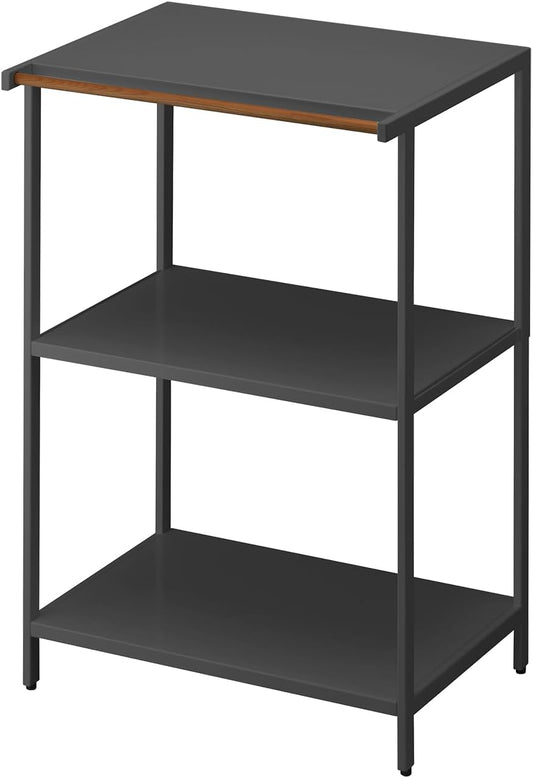 Yamazaki 3598 TOWER 3~Tiered Storage Rack, black, Steel/Wood, 60 x 46.5 x 90 cm