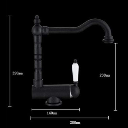 Antieke Europese keuken zonder raam, gootsteen, warm en koud, waterafvoer, kranen, binnenraam, koper, zwart, kranen, vouwkranen, omkeerbaar, plat, raamkranen@Pearl Black