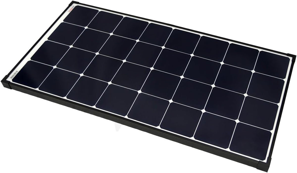 enjoy solar Mono Ultra SunPower Back-Contact zonnepaneel, 120 W, 12 V, zonnepaneel, fotovoltaïsche module met zwart frame en wit achterblad, ideaal voor camper, tuinhuisjes, boot
