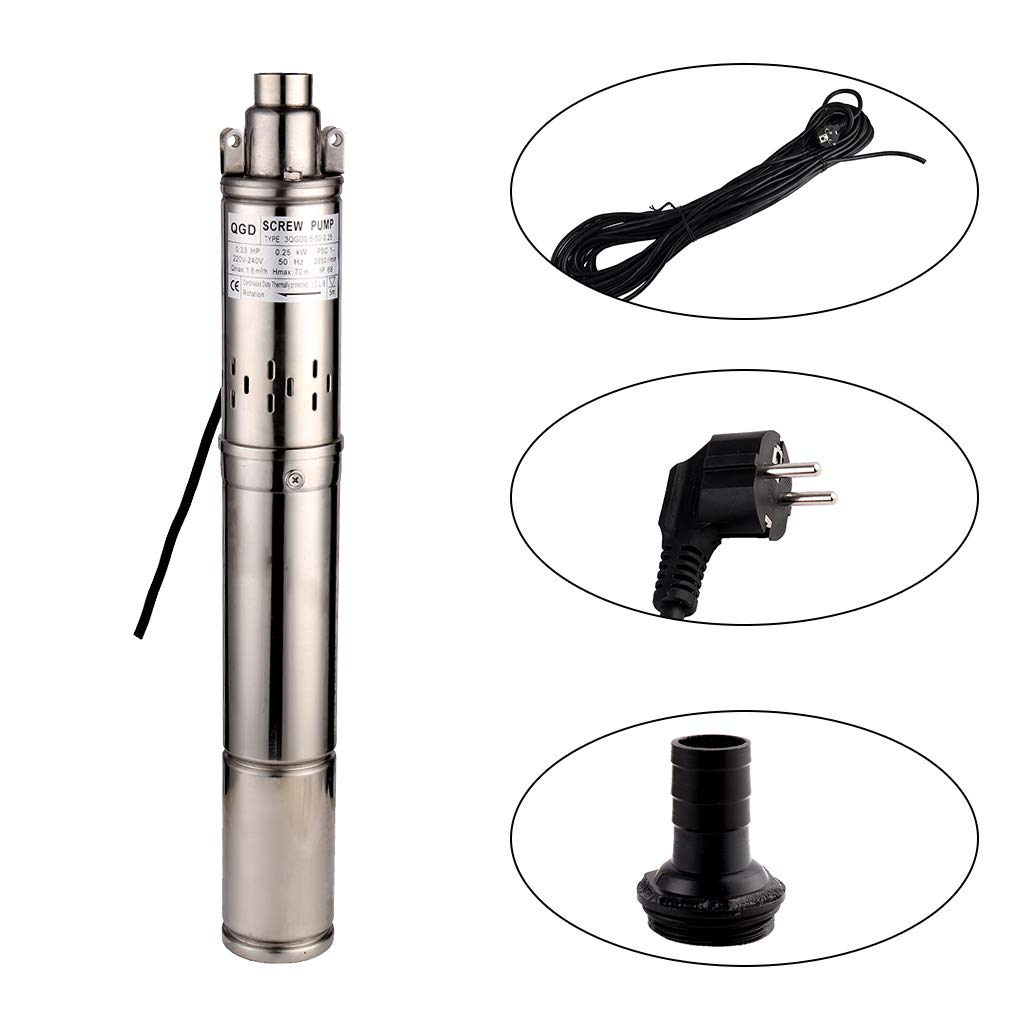 waterpomp 250W 0.33HP dompelpomp diepe putpomp kan worden gebruikt voor 70M putdiepte tot 1800L / H (met propeller) voor industrie en landbouw
