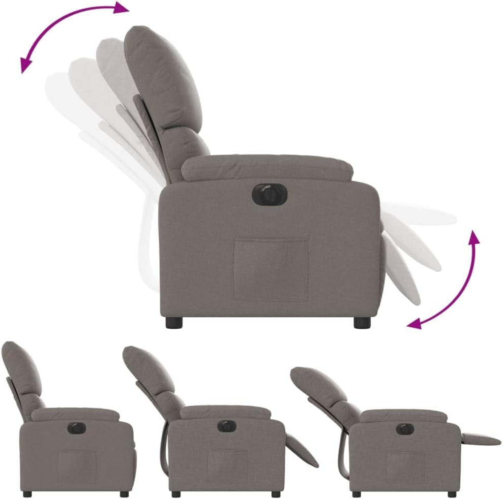 Recliner Chair Electric Taupe Fabric TV Chair with Reclining Function Single Reclining Chair Relax Chair for Living Room Bedroom Electric Tilt System mA4