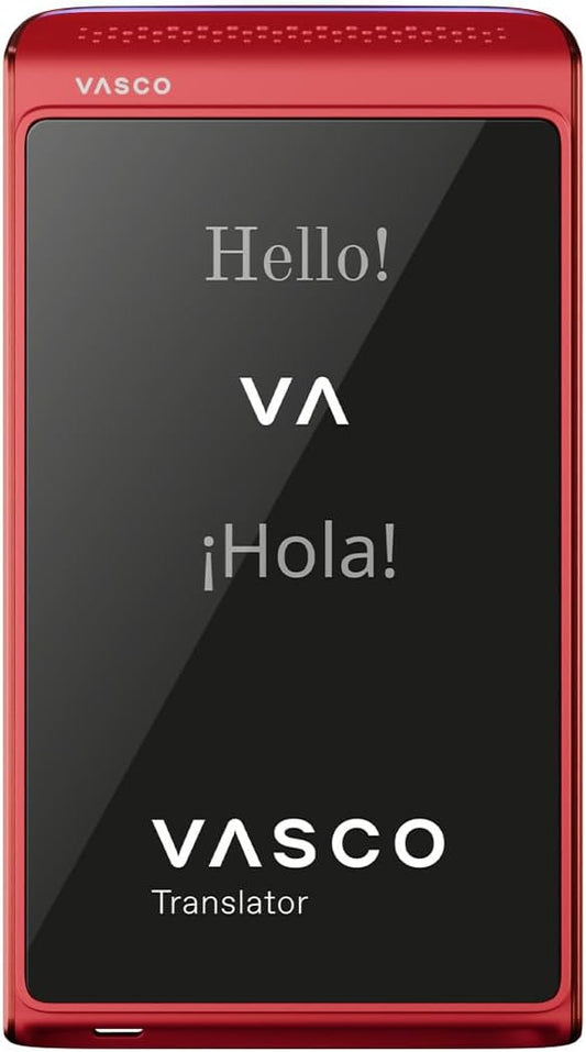 Vasco Translator Q1 | AI Stemkloning Vertaalmachine | 113 Talen | Kosteloos internet in bijna 200 landen (Scarlet Pulse)