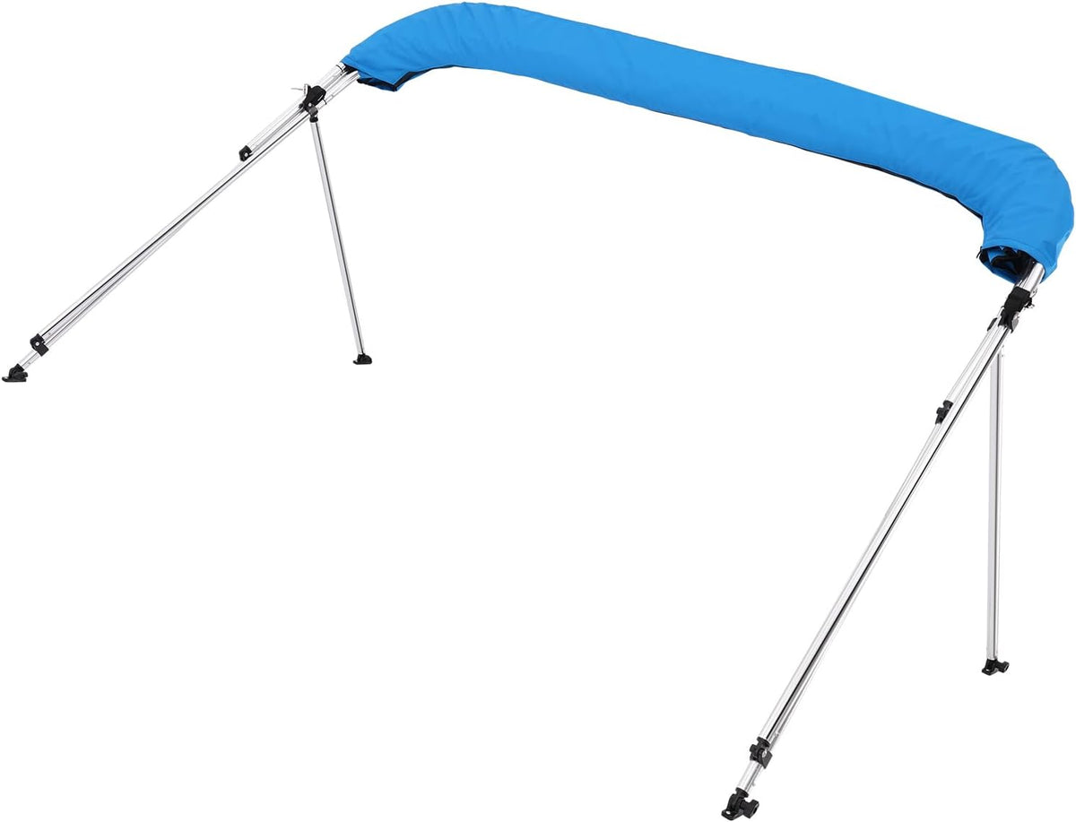 VEVOR Bimini-tops met 3 bogen, 600D polyester luifel met aluminium frame, waterdicht en zonnescherm bootluifel met opbergtas, 2 steunstangen, 4 riemen, 6'Lx (67"-72") Bx46"H, Pacific Blue