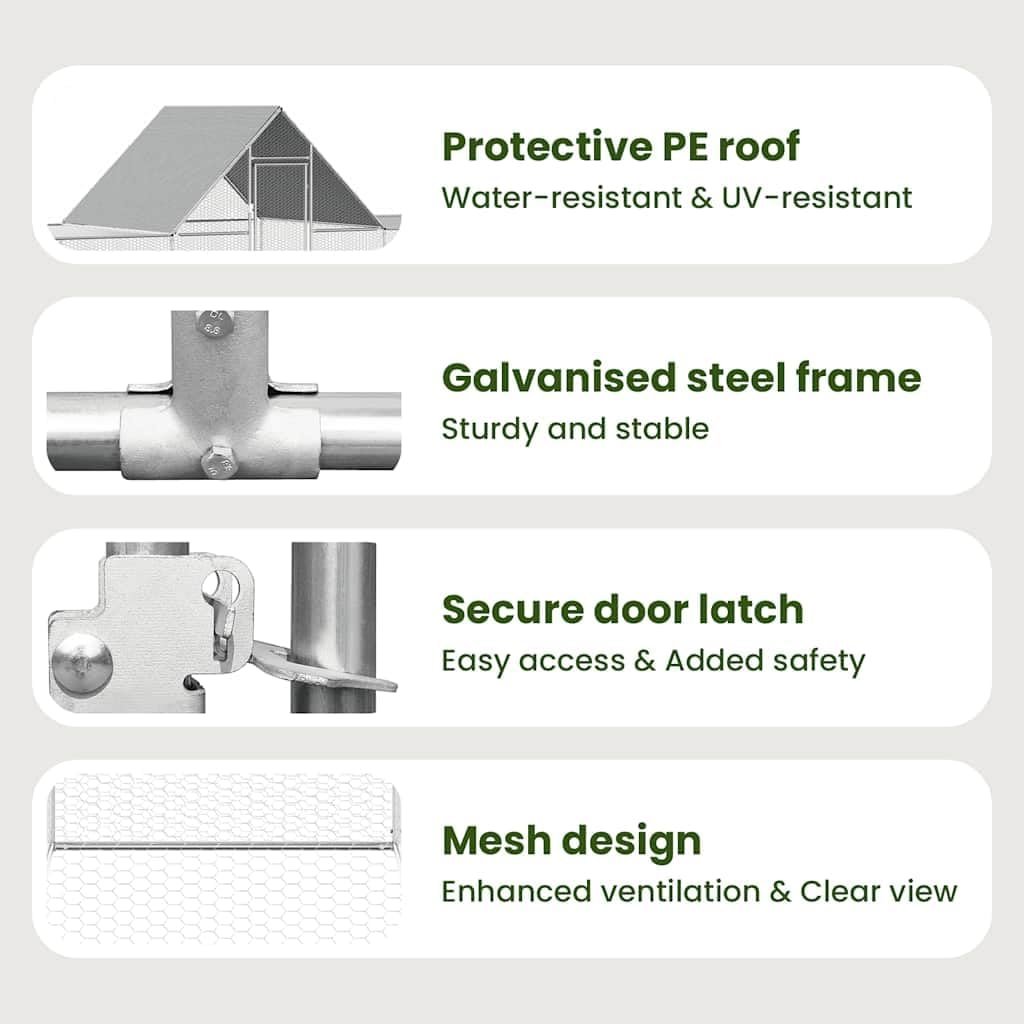 vidaXL Chicken Coop Galvanized Steel Chicken Coop Chicken Run Run Chickens Chick - QUORE