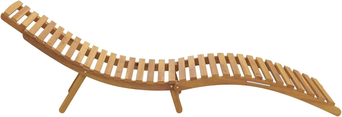 vidaXL Foldable Sunbed Without Table 184 x 55 x 59 cm Brown Solid Teak Wood Foldable Weatherproof For Outdoor Garden and Terrace For Summer and Spring Natural Rustic Style Adjustable - QUORE