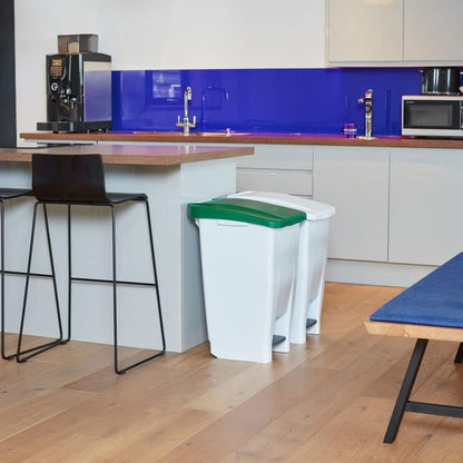 MOBIELE PEDAAL RECYCLERBIN - 60L - 490X380X700MM - GEEL DEKSEL - 1 BIN