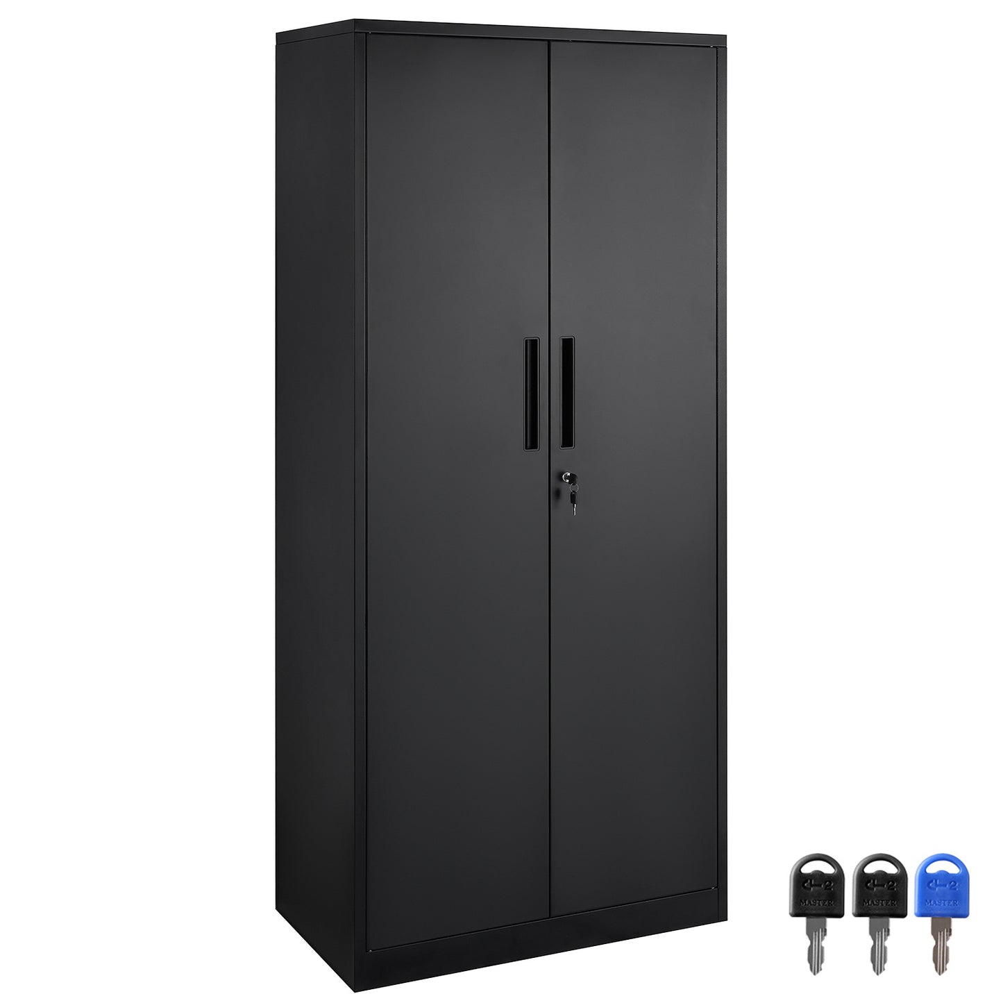 Opbergkast – Metalen Kast – Stellingkast – Opbergrek – Veiligheidskast – Zwart Metaal – Vergrendelbaar Met 4 Verstelbare Planken – 180 cm Hoog