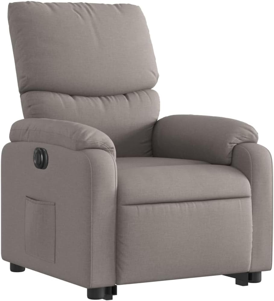 Relaxstoel Met Opstahulp – Elektrische Relaxstoel – Ligstoel – Tv-Stoel – Enkelvoudige Relaxstoel – Elektrisch Kantelsysteem – Taupe Stof – Maximaal 135 Graden Verstelbaar