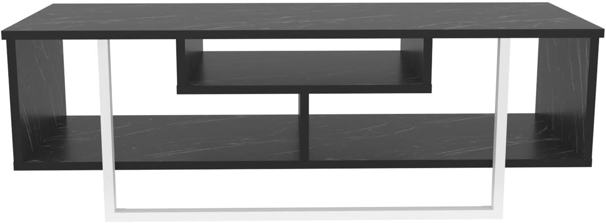 Hanah Home Stijlvolle tv-standaard, zwart & wit, 120 x 35,2 x 40,2 cm, 100% melamine gecoat verdeelbord, 18 mm dik, modern design voor woonkamer en entertainmentruimtes
