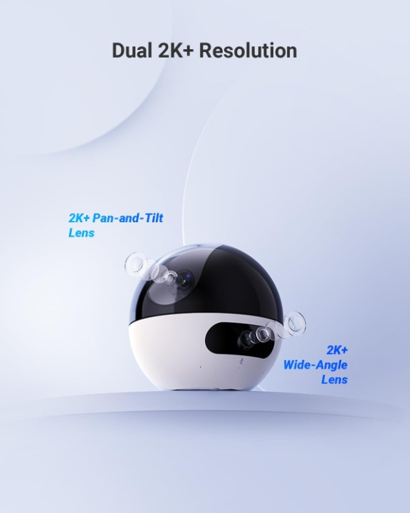 Beveiligingscamera - WiFi-bewakingscamera - Camerabewaking - met 360° - Dubbele Lens - 2K - 4MP+4 MP - Automatische Tracking - Persoons - Dierdetectie - Tweewegaudio - 10m Nachtzicht Patrouille - Privacymodus - voor Binnen - Wit