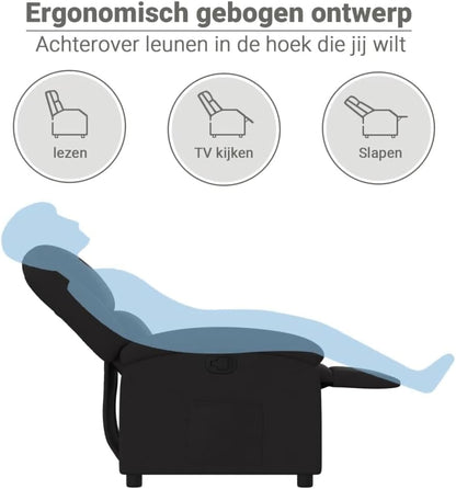 Verstelbare Fauteuil – Relaxstoel – Recliner – Tv Stoel – Lounge Stoel – Zwart – Handmatige Ligfunctie – Comfortabele Stoffering