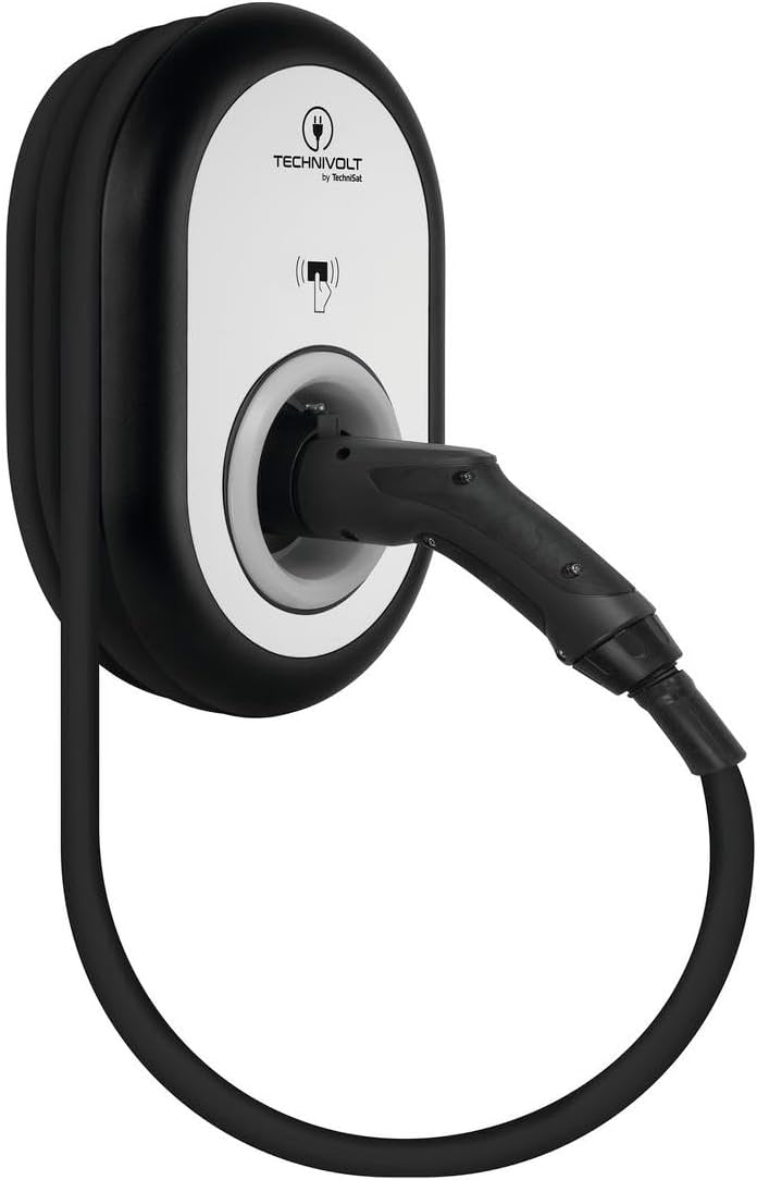 TechniSat TECHNIVOLT 101-11kW laadstation/wandbox voor e-auto's met geïntegreerd laadstopcontact type 2 voor snel opladen thuis, RFID-kaart, subsidiabel, IP54 - inclusief oplaadkabel
