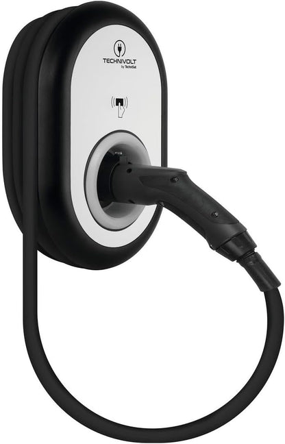 TechniSat TECHNIVOLT 101-11kW laadstation/wandbox voor e-auto's met geïntegreerd laadstopcontact type 2 voor snel opladen thuis, RFID-kaart, subsidiabel, IP54 - inclusief oplaadkabel
