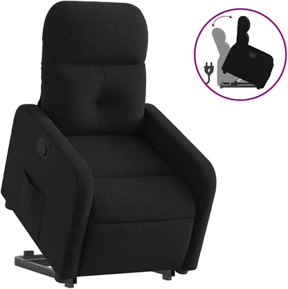 Relaxstoel met Opstahulp – Tv-stoel – Ligstoel – Enkel Ligstoel – Relaxstoel Woonkamer – Elektrische Opstahulp – Handmatige Ligfunctie – Zwarte Stof
